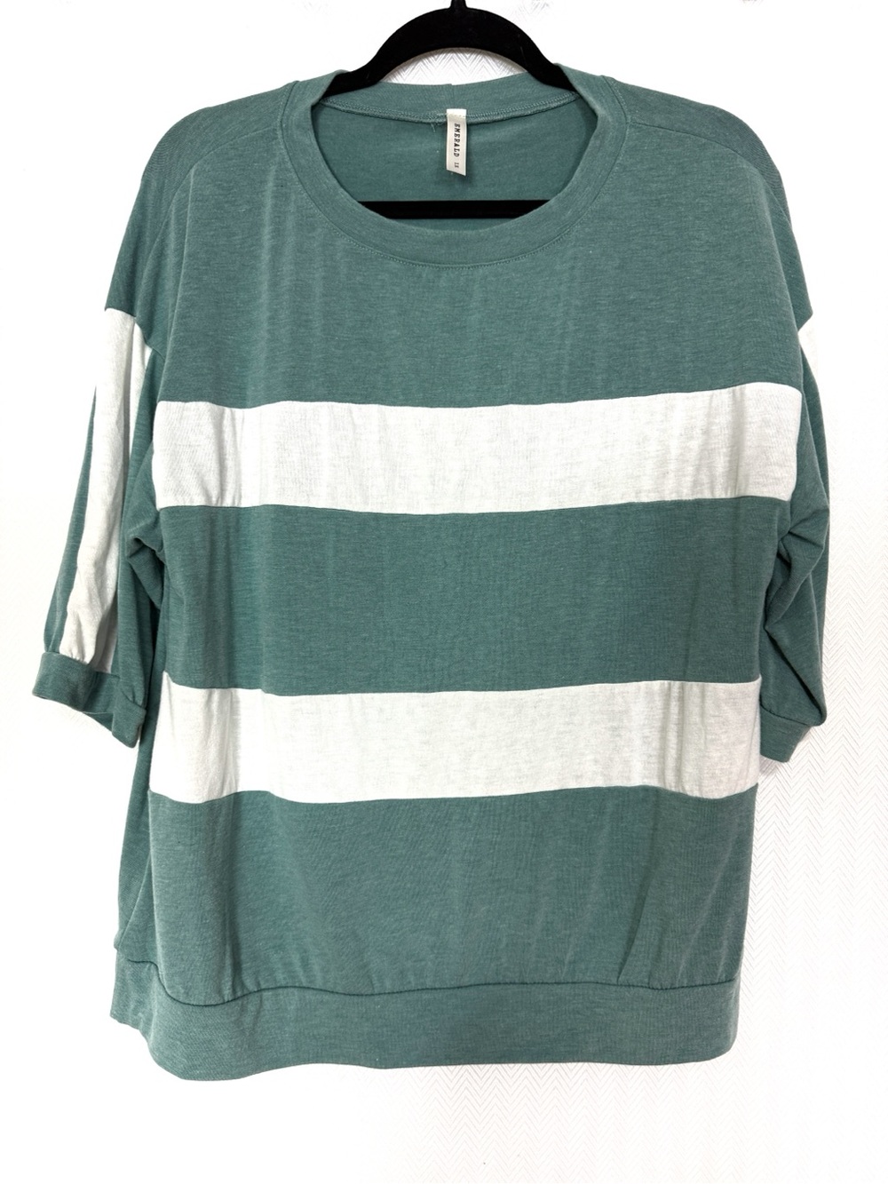 Emerald Teal and White Striped Women's Top Size 1X